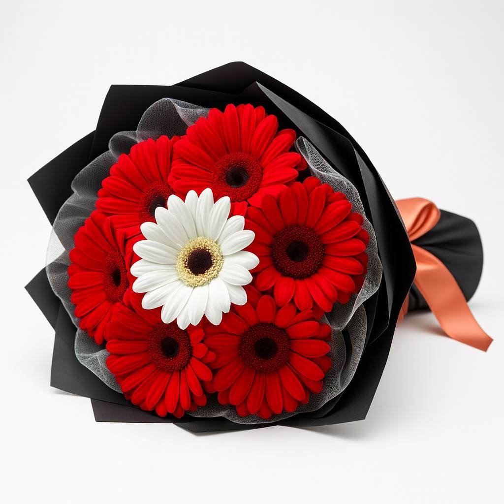 Kırmızı Beyazlı Gerbera Buketi - Görsel 2